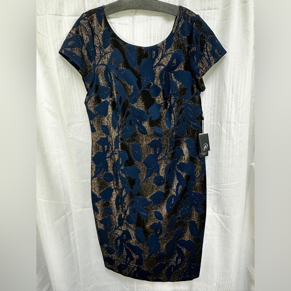 Adrianna Papell Blue Metallic Size 16